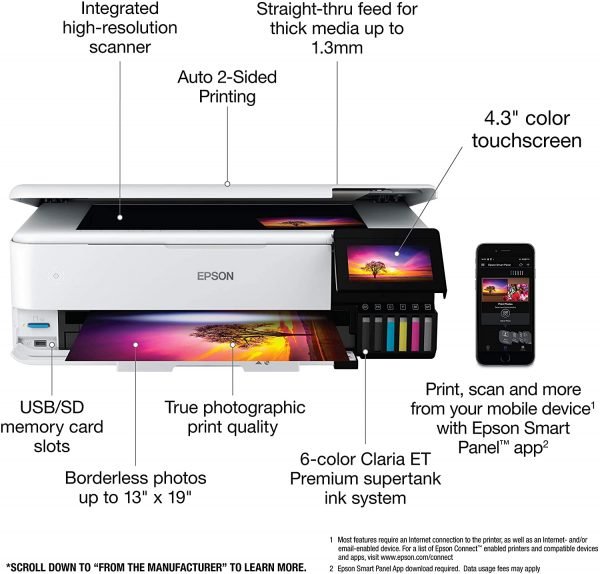 Epson EcoTank Photo ET-8550 Wireless Wide-Format Color - Image 7