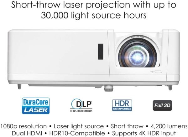 Optoma GT1090HDR Short Throw Laser Home Theater Projector - Image 3