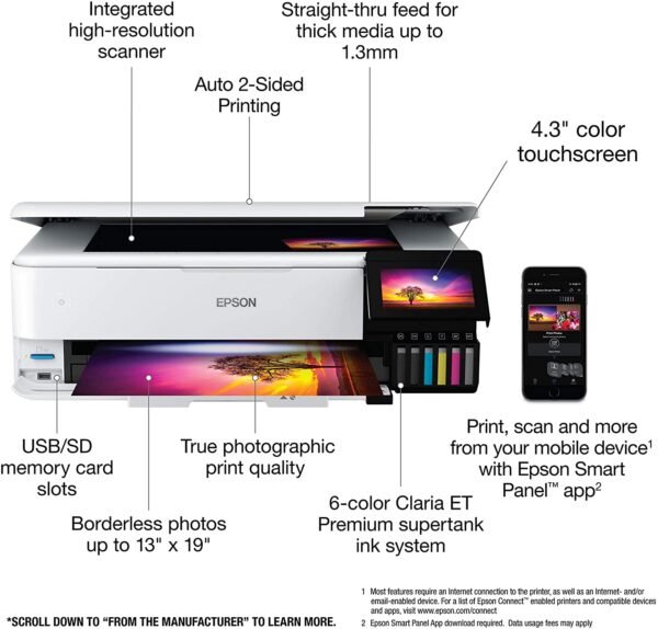 Epson EcoTank Photo ET-8550 Wireless Wide-Format Color All-in-One - Image 5