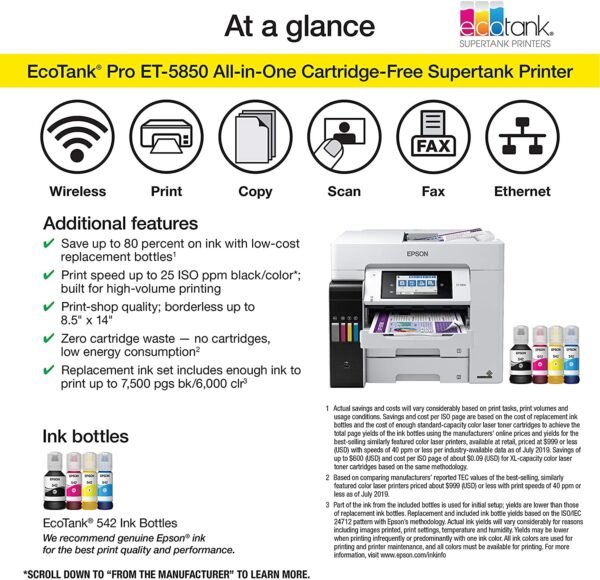 Epson EcoTank Pro ET-5850 Wireless Color All-in-One - Image 4