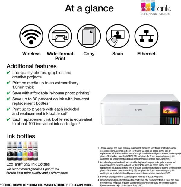 Epson EcoTank Photo ET-8550 Wireless Wide-Format Color All-in-One - Image 6