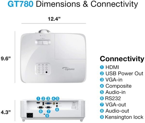 Optoma GT780 Short Throw Projector for Gaming & Movies - Image 8